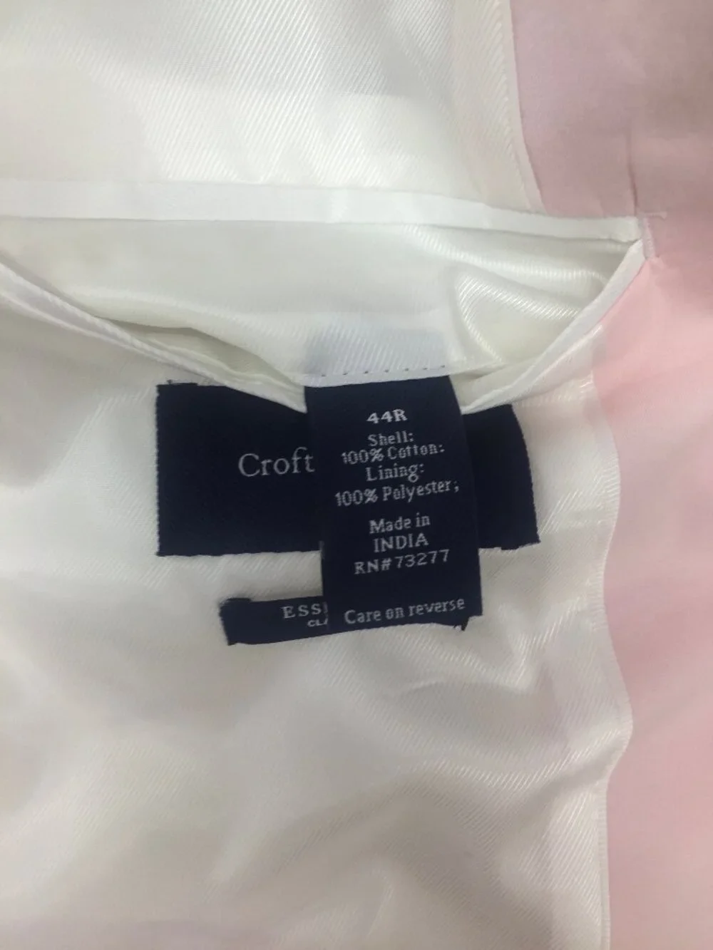 Croft & Barrow Blazer Mens 44R Pink Cotton Sport Coat Jacket